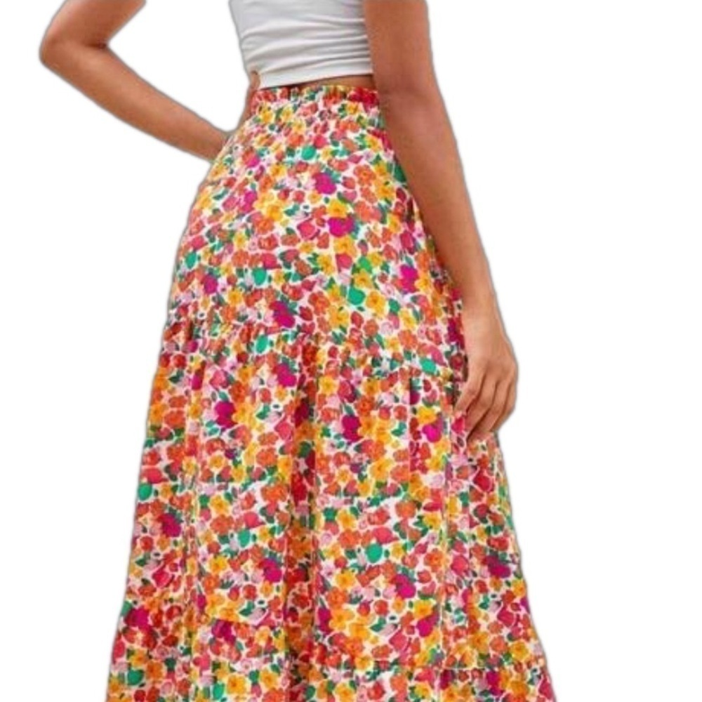 Allover Floral Print Ruffle Hem Skirt - Picture 6 of 6